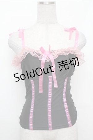画像: SEXY DYNAMITE LONDON (CHOICE) / レースサテンキャミ  黒ｘピンク S-26-01-31-016-PU-TS-HR-ZS