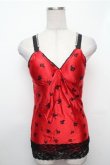 画像1: PUNK / カップ付プリントサテントップス  赤 S-26-01-31-017-PU-BL-HR-ZS (1)