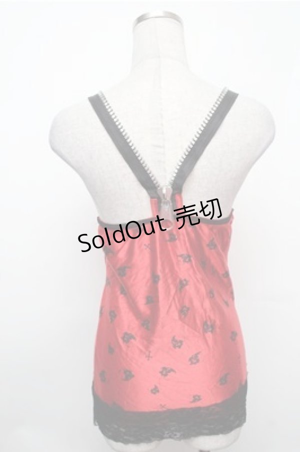 画像2: PUNK / カップ付プリントサテントップス  赤 S-26-01-31-017-PU-BL-HR-ZS (2)