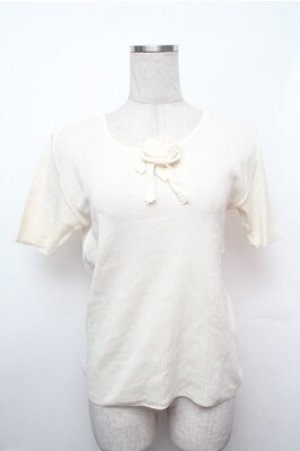 画像: INGEBORG / バラモチーフリブカットソー  オフ S-26-01-31-018-LO-TS-HR-ZS