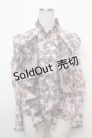 画像: ALGONQUINS / 総柄フリルブラウス  ピンク S-26-01-31-021-AL-BL-HR-ZS