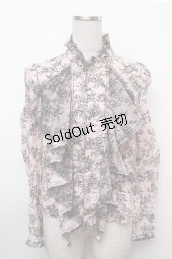 画像1: ALGONQUINS / 総柄フリルブラウス  ピンク S-26-01-31-021-AL-BL-HR-ZS (1)