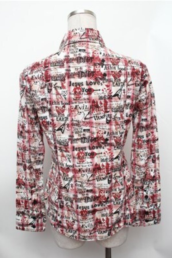 画像2: ALGONQUINS / チェック総柄シャツ  赤 S-26-01-31-023-AL-TO-HR-ZS (2)