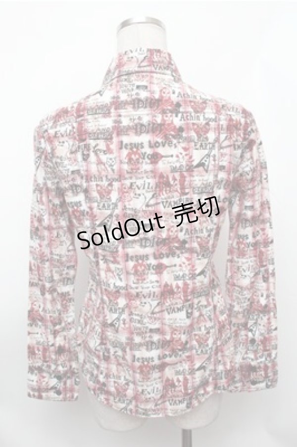 画像2: ALGONQUINS / チェック総柄シャツ  赤 S-26-01-31-023-AL-TO-HR-ZS (2)