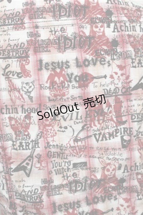 画像3: ALGONQUINS / チェック総柄シャツ  赤 S-26-01-31-023-AL-TO-HR-ZS (3)