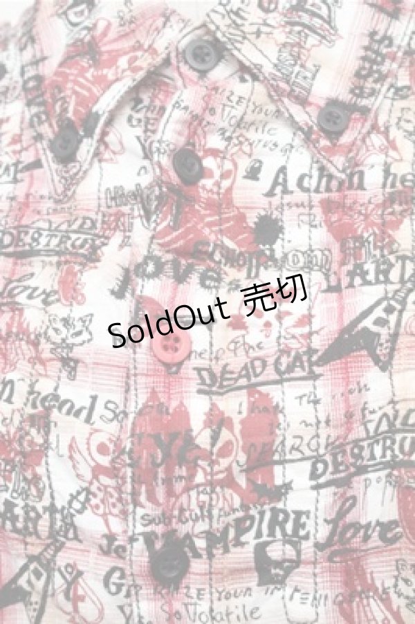 画像4: ALGONQUINS / チェック総柄シャツ  赤 S-26-01-31-023-AL-TO-HR-ZS (4)