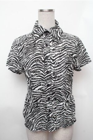 画像: ALGONQUINS / ゼブラ柄ブラウス  黒ｘ白 S-26-01-31-024-AL-TO-HR-ZS