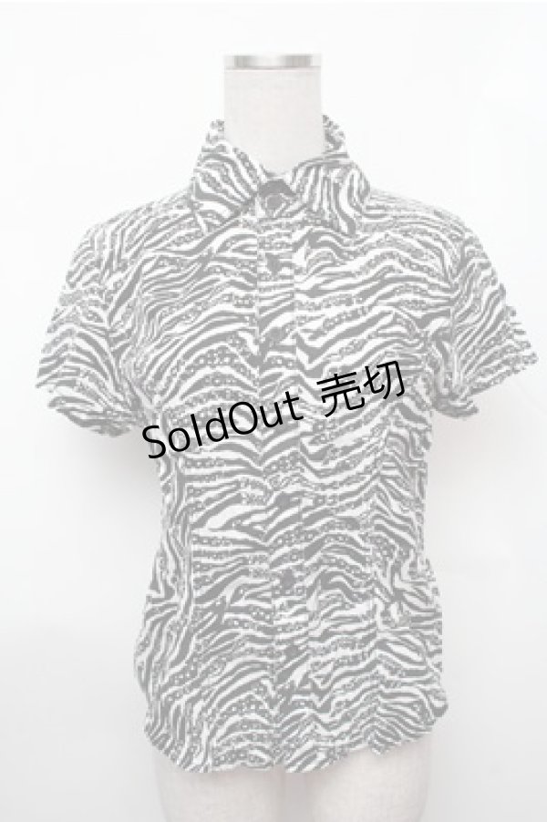 画像1: ALGONQUINS / ゼブラ柄ブラウス  黒ｘ白 S-26-01-31-024-AL-TO-HR-ZS (1)