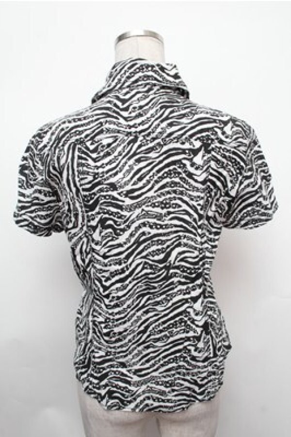 画像2: ALGONQUINS / ゼブラ柄ブラウス  黒ｘ白 S-26-01-31-024-AL-TO-HR-ZS (2)