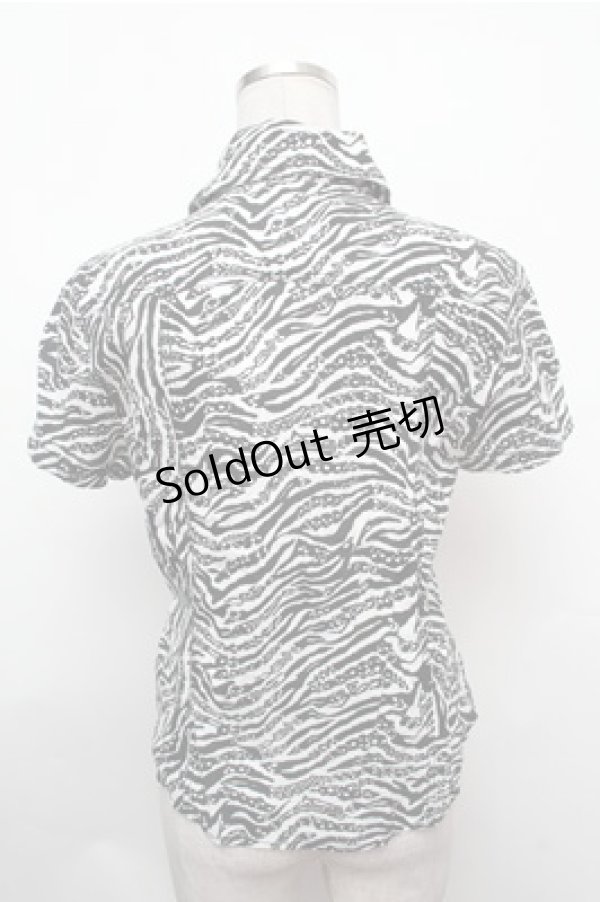 画像2: ALGONQUINS / ゼブラ柄ブラウス  黒ｘ白 S-26-01-31-024-AL-TO-HR-ZS (2)