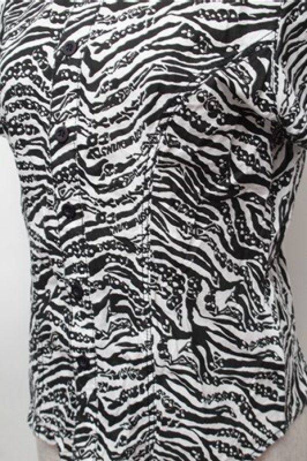 画像3: ALGONQUINS / ゼブラ柄ブラウス  黒ｘ白 S-26-01-31-024-AL-TO-HR-ZS (3)