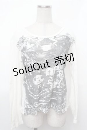 画像: HANGRY&ANGRY / プリントカットソー  白 S-26-01-31-025-HN-BL-HR-ZS