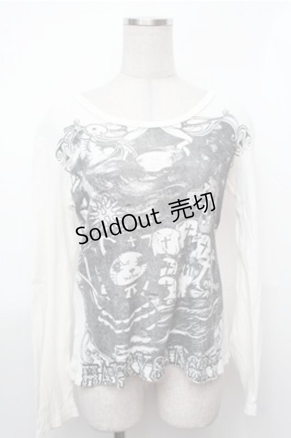 画像1: HANGRY&ANGRY / プリントカットソー  白 S-26-01-31-025-HN-BL-HR-ZS (1)