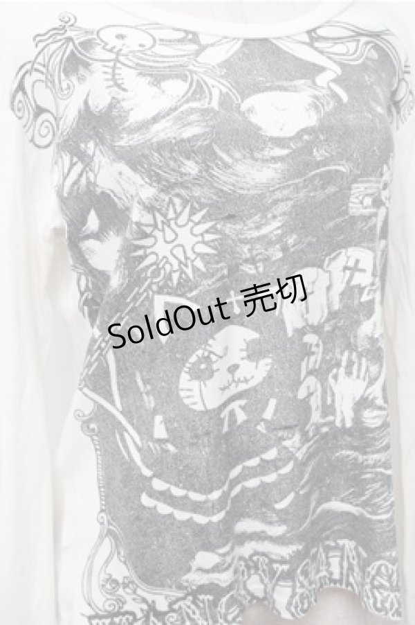 画像4: HANGRY&ANGRY / プリントカットソー  白 S-26-01-31-025-HN-BL-HR-ZS (4)