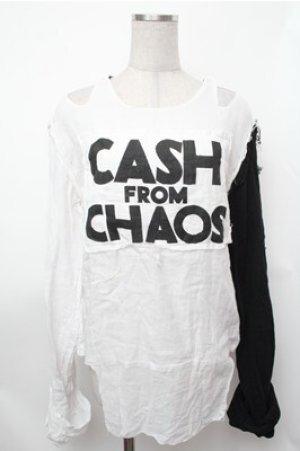 画像: SEXY DYNAMITE LONDON / プリントガーゼトップス  黒ｘ白 S-26-01-31-026-PU-BL-HR-ZS