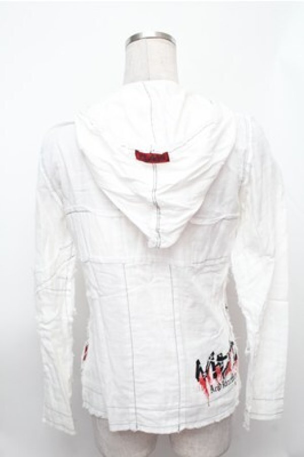 画像2: MAD / プリントガーゼZIPパーカー  白 S-26-01-31-028-PU-BL-HR-ZS (2)