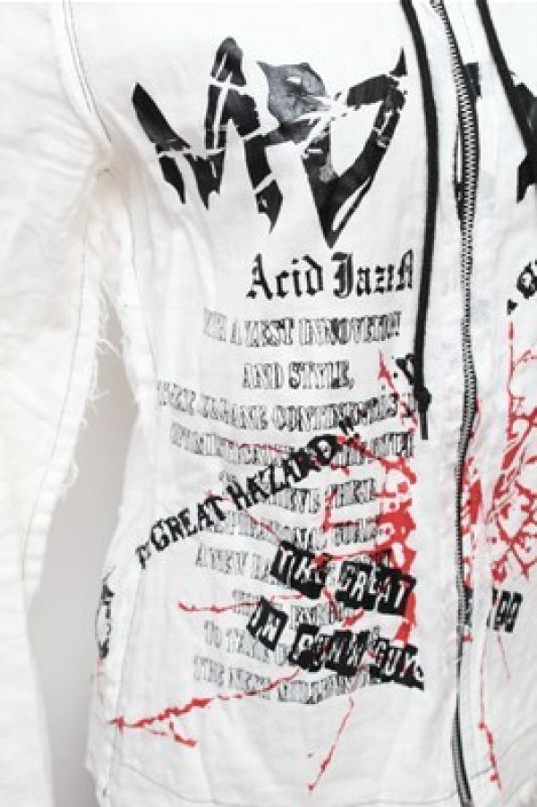 画像4: MAD / プリントガーゼZIPパーカー  白 S-26-01-31-028-PU-BL-HR-ZS (4)