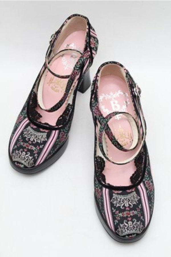 画像1: BABY,THE STARS SHINE BRIGHT / ティアラ柄ゴブランシューズ L 黒 S-26-02-01-001-BA-SH-AS-ZS (1)