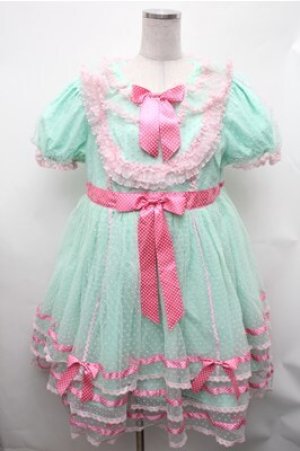 画像: 中国ロリータ / ワンピース  ミントｘピンク S-26-02-01-038-LO-OP-AS-ZS