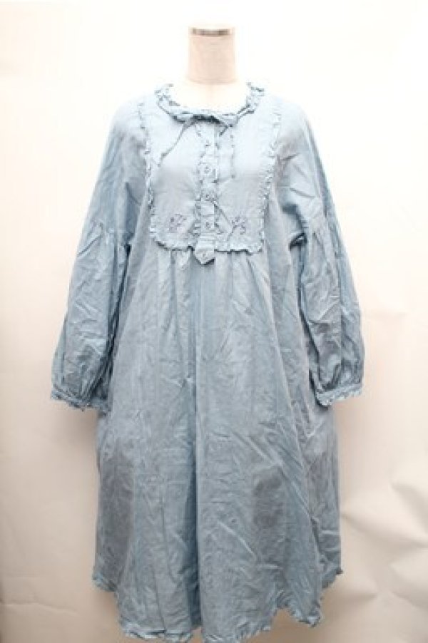 画像1: PINK HOUSE / PH刺繍ワンピース  サックス S-26-02-01-042-LO-OP-AS-ZS (1)