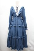 画像1: axes femme kawaii / クラシカルフリルロングワンピ  ブルー S-26-02-01-043-AX-OP-AS-ZS (1)