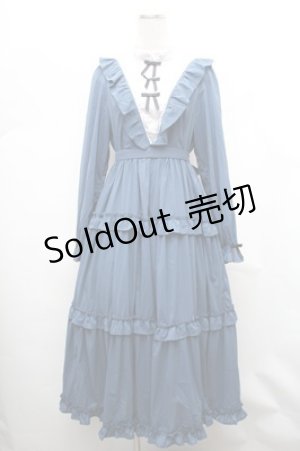 画像: axes femme kawaii / クラシカルフリルロングワンピ  ブルー S-26-02-01-043-AX-OP-AS-ZS