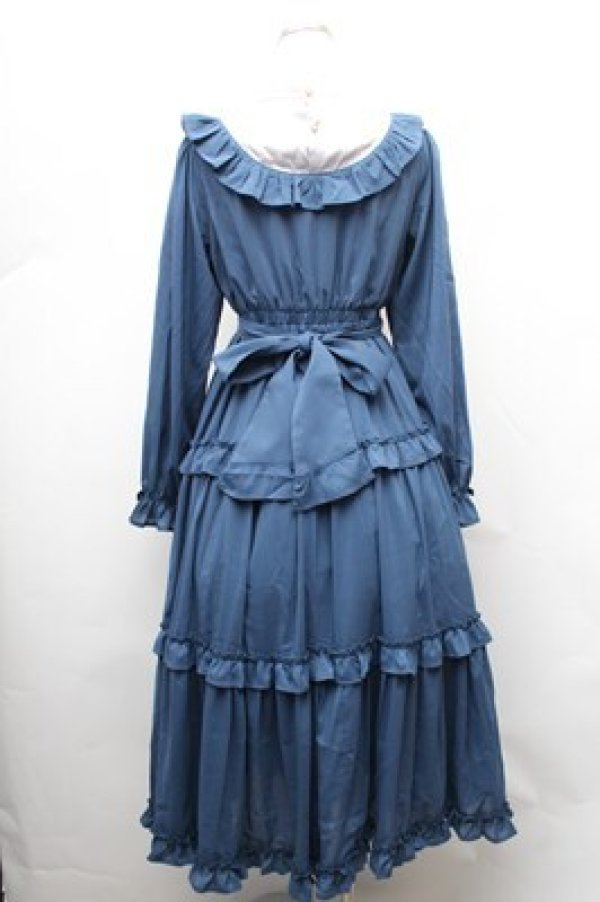 画像2: axes femme kawaii / クラシカルフリルロングワンピ  ブルー S-26-02-01-043-AX-OP-AS-ZS (2)