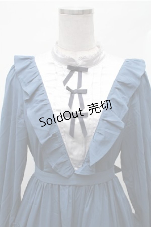 画像3: axes femme kawaii / クラシカルフリルロングワンピ  ブルー S-26-02-01-043-AX-OP-AS-ZS (3)