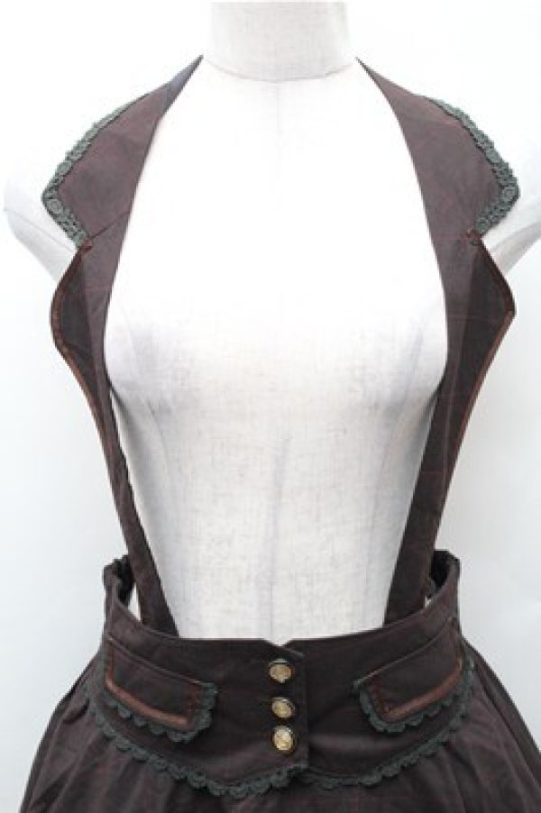 画像3: axes femme / サス付きチェックスカート  ブラウン S-26-02-01-048-AX-SK-AS-ZS (3)