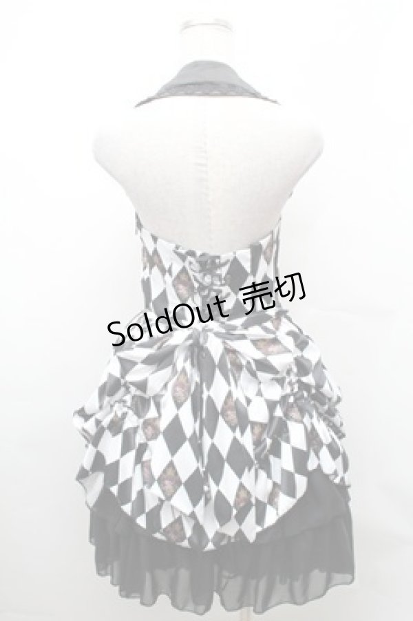 画像2: ATELIER PIERROT / Diamond Circus　 Vest One Piece  黒ｘ白 S-26-02-01-052-EL-OP-AS-ZS (2)