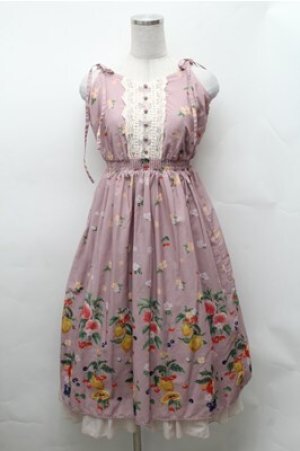 画像: axes femme / ミックスフルーツ柄ワンピース  ピンク S-26-02-01-053-AX-OP-AS-ZS