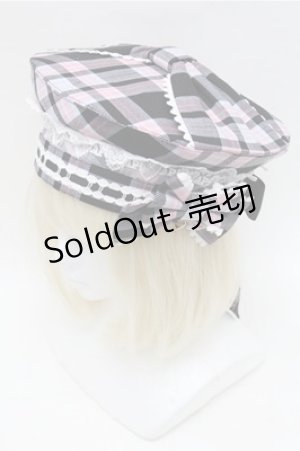 画像: Angelic Pretty / Sugar タータンチェックベレー  黒×ピンク×サックス S-26-02-01-009-AP-AC-TE-ZS