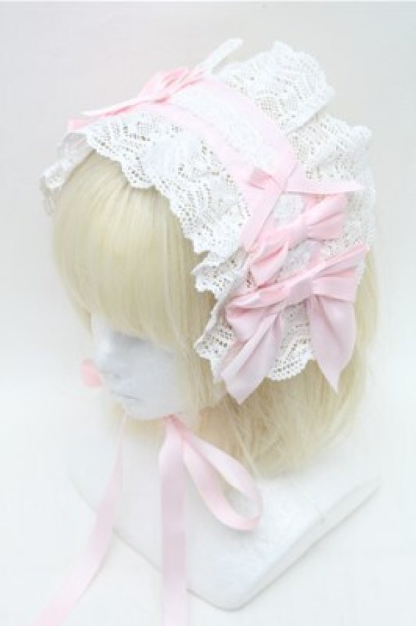 画像1: axes femme kawaii / トーションレースヘッドドレス  ピンク S-26-02-01-014-AX-AC-AS-ZS (1)