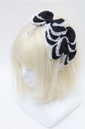 画像: Angelic Pretty / ぷくぷくトリプルリボンカチューシャ  黒ｘ白 S-26-02-01-015-AP-AC-AS-ZS