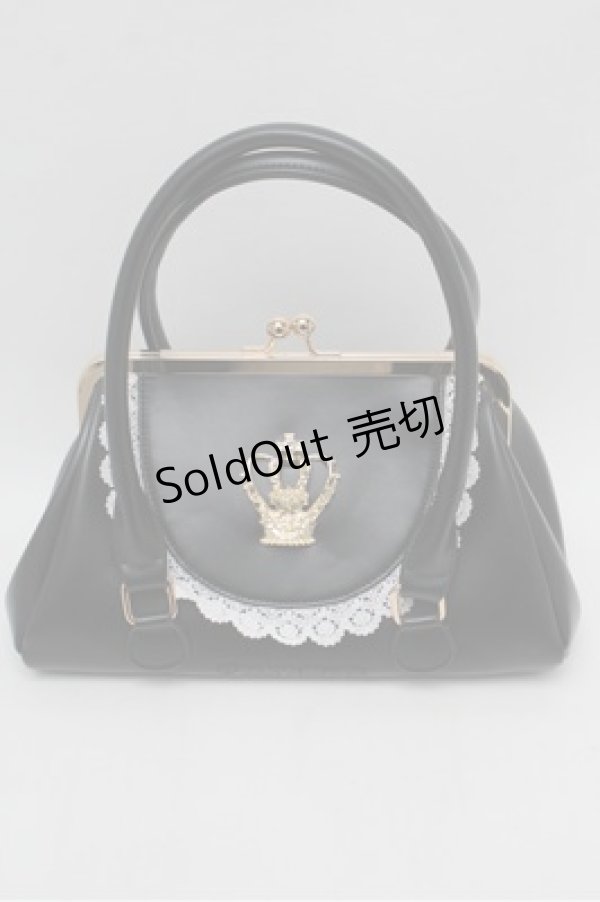 画像1: BABY,THE STARS SHINE BRIGHT / 王冠ガマ口BAG  黒×白 S-26-02-01-021-BA-BG-TE-ZS (1)