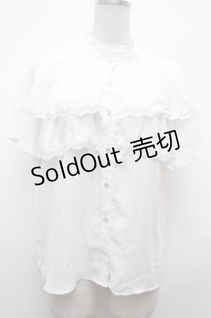 画像: axes femme POETIQUE / ケープ半袖ブラウス  白 S-26-02-01-025-AX-BL-AS-ZS