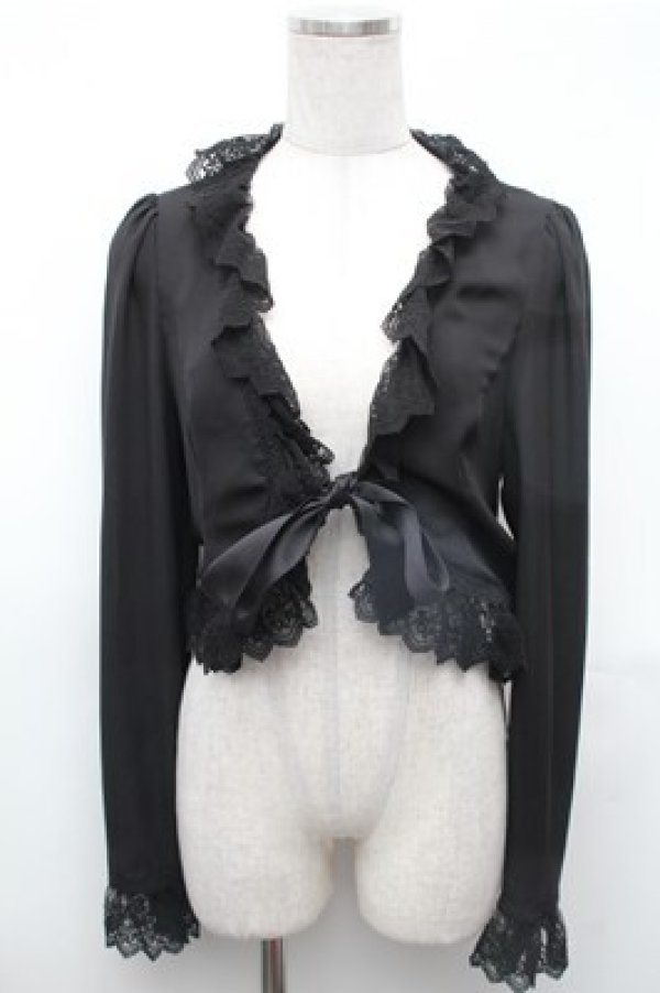 画像1: Moi-meme-Moitie / /バラスカラップレースシフォンボレロ  黒 S-26-02-01-031-MO-TO-ET-ZS (1)