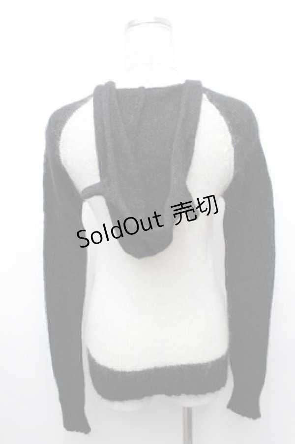 画像2: ALGONQUINS / スカルモヘアZIPパーカー  黒ｘアイボリー S-26-02-01-033-AL-TO-HR-ZS (2)