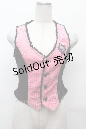 画像: ALGONQUINS / ドット切替ベロアベスト  黒ｘピンク S-26-02-04-001-AL-TO-HR-ZS