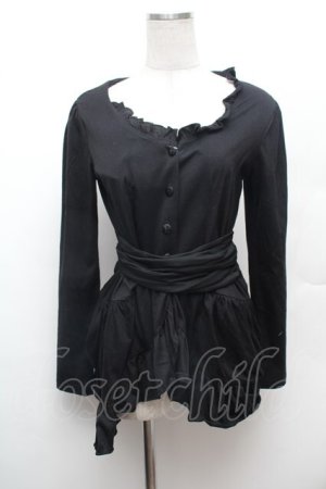 画像: BPN / フリルロングカーディガン  黒 S-26-02-04-030-GO-TO-HR-ZS