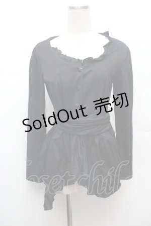 画像: BPN / フリルロングカーディガン  黒 S-26-02-04-030-GO-TO-HR-ZS