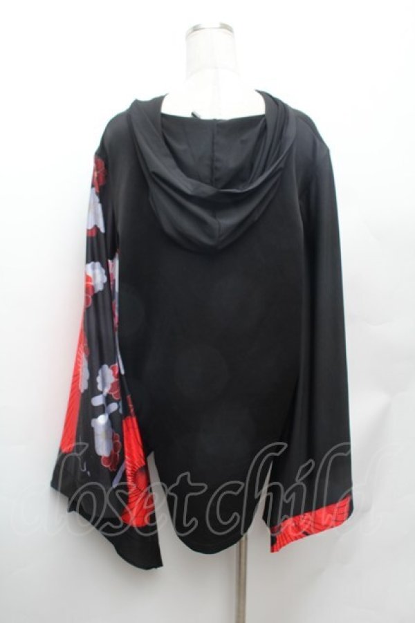 画像3: NieR Clothing / FAKEチャイナボタン着物風袖PULLOVER プルオーバー F 黒×赤 S-26-02-04-032-PU-TO-TE-ZS (3)