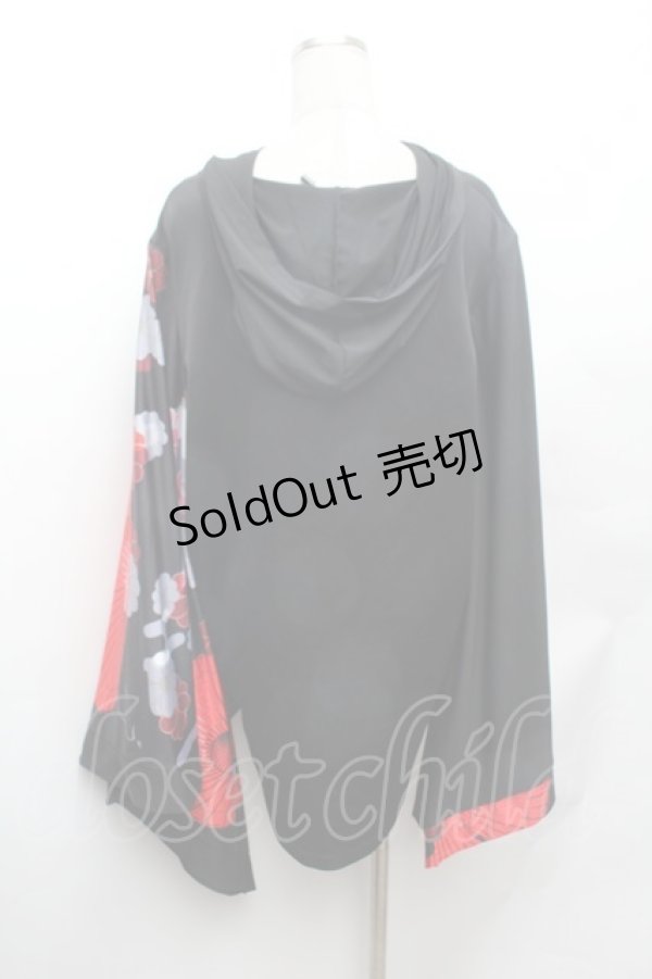 画像3: NieR Clothing / FAKEチャイナボタン着物風袖PULLOVER プルオーバー F 黒×赤 S-26-02-04-032-PU-TO-TE-ZS (3)