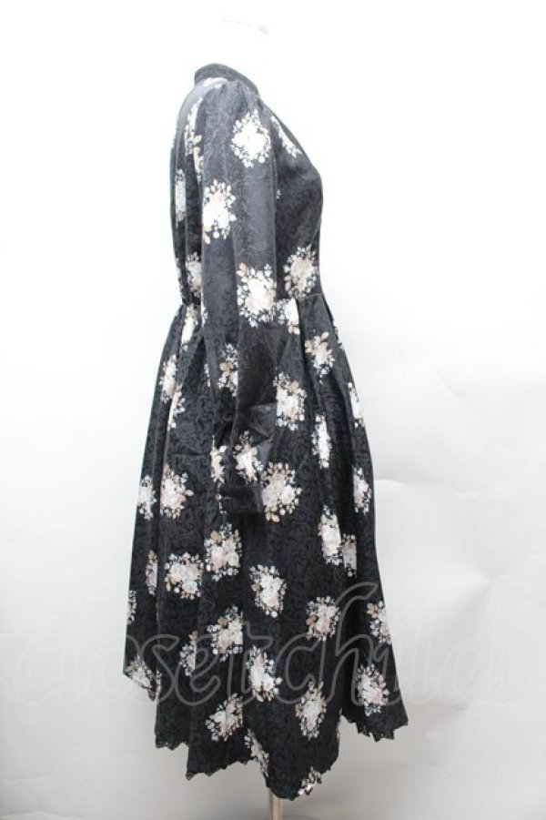 画像3: axes femme NOSTALGIE / ブーケ柄ジャガードワンピース  黒 S-26-02-04-033-AX-OP-AS-ZS (3)