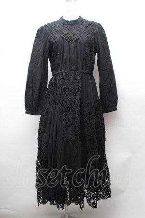 画像: axes femme Nostalgic / 総レースパッチワークワンピース  黒 S-26-02-04-034-LO-OP-AS-ZS