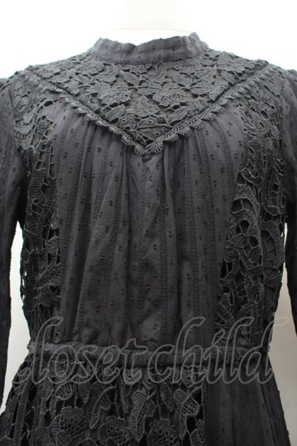 画像2: axes femme Nostalgic / 総レースパッチワークワンピース  黒 S-26-02-04-034-LO-OP-AS-ZS (2)