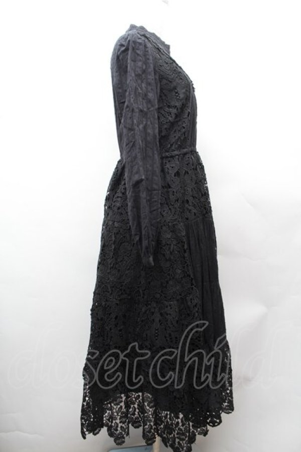 画像3: axes femme Nostalgic / 総レースパッチワークワンピース  黒 S-26-02-04-034-LO-OP-AS-ZS (3)