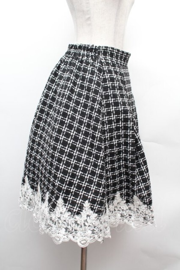 画像3: axes femme POETIQUE / 裾レースツイードスカート  黒ｘ白 S-26-02-04-038-AX-SK-HR-ZS (3)