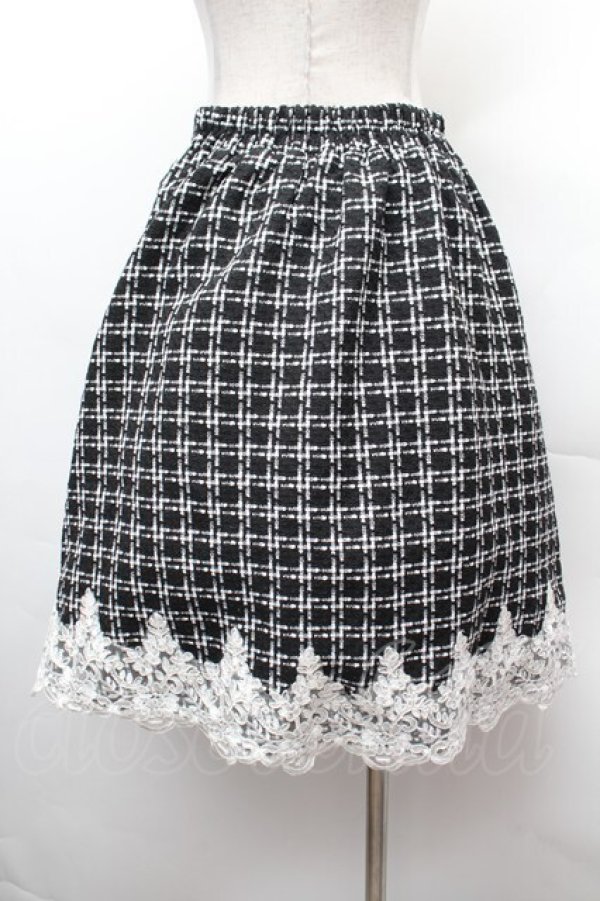 画像4: axes femme POETIQUE / 裾レースツイードスカート  黒ｘ白 S-26-02-04-038-AX-SK-HR-ZS (4)