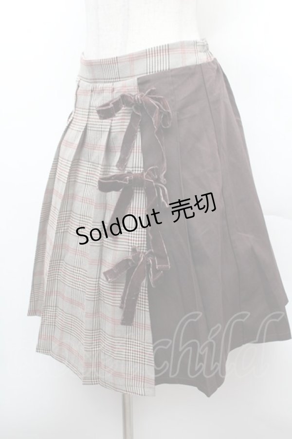 画像2: axes femme POETIQUE / プリーツ切替チェックスカート  ブラウン S-26-02-04-040-AX-SK-AS-ZS (2)